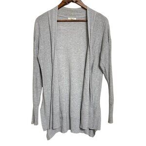 Maurices Women's Gray Open Front Ribbed Trim Long Line Cardigan Sweater Large